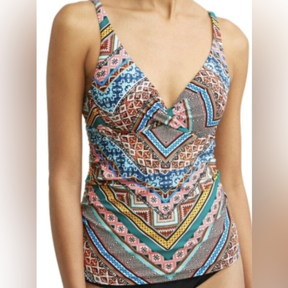TIME AND TRU CABANA TANKINI TOP - Picture 1 of 3